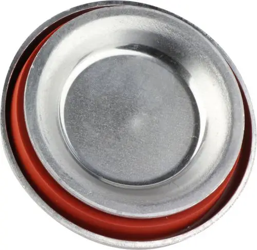 BOSCH Dichtkappe mit runder, flacher Form und rotem Dichtungsring, gefertigt aus Metall, auf einer einheitlichen Hintergrundfläche.